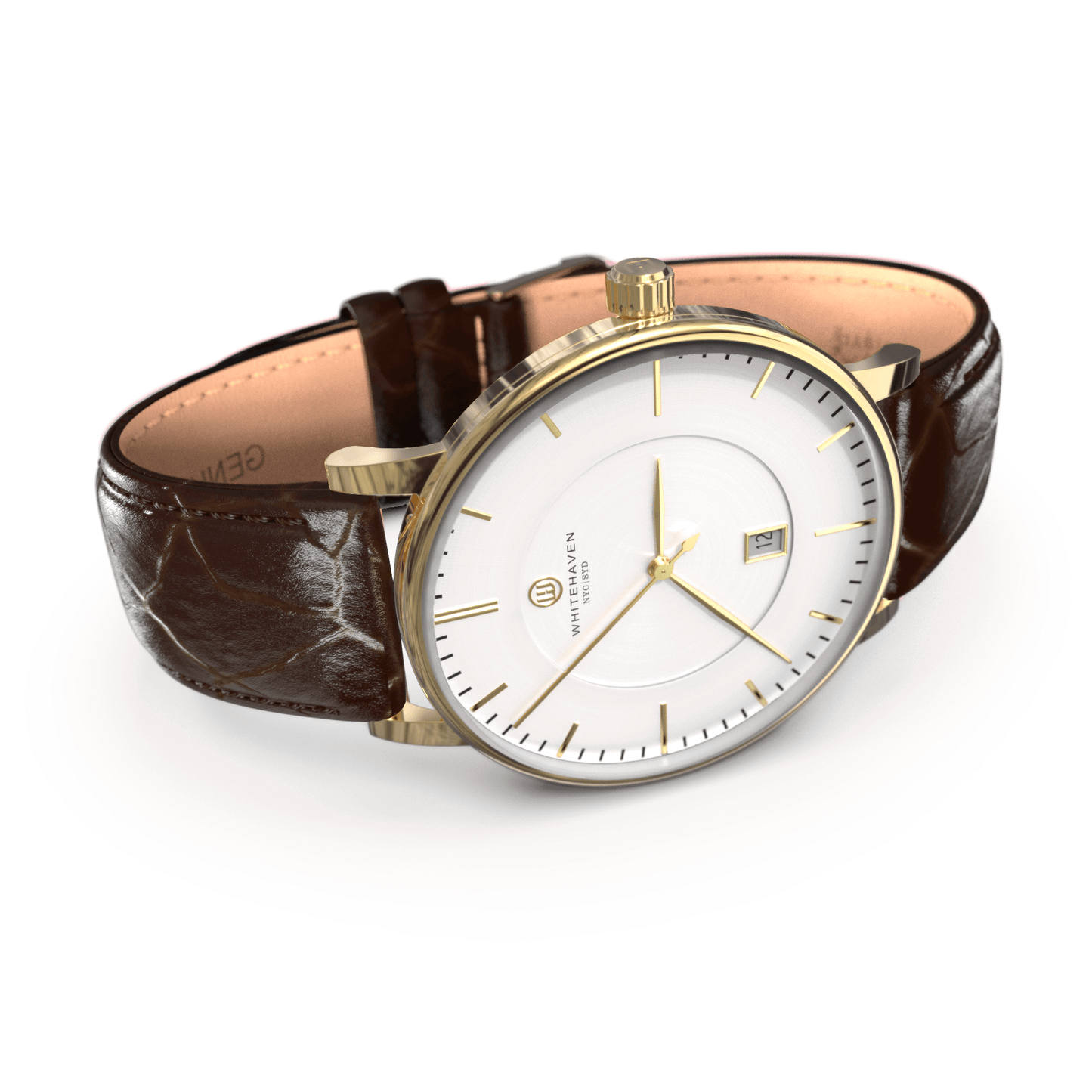Montre pas cher / Montre élégante / Montre Mixte / Montre Intemporelle / montre à moins de 100€ / Montre 40 mm / Bracelet Cuir Croco Marron / Finitions Gold / Montre couleur Blanc / Montre White Haven / Daniel Wellington / montre Daniel Wellington / Cluse / montre Cluse