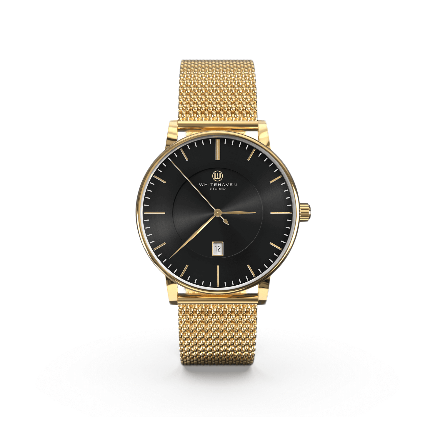 Montre pas cher / Montre élégante / Montre Mixte / Montre Intemporelle / Montre 40 mm / Maille Milanaise / Finitions Gold / Couleur Noir / Montre White Haven