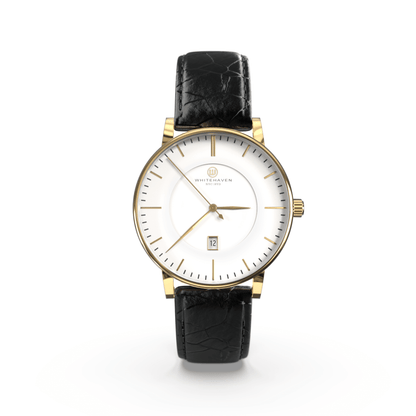 Montre pas cher / Montre élégante / Montre Mixte / Montre Intemporelle / montre à moins de 100€ / Montre 40 mm / Bracelet Cuir Croco Noir / Finitions Gold / Montre couleur Blanc / Montre White Haven / Daniel Wellington / montre Daniel Wellington / Cluse / montre Cluse 