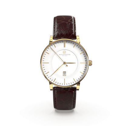 Montre pas cher / Montre élégante / Montre Mixte / Montre Intemporelle / montre à moins de 100€ / Montre 40 mm / Bracelet Cuir Croco Marron / Finitions Gold / Montre couleur Blanc / Montre White Haven / Daniel Wellington / montre Daniel Wellington / Cluse / montre Cluse 