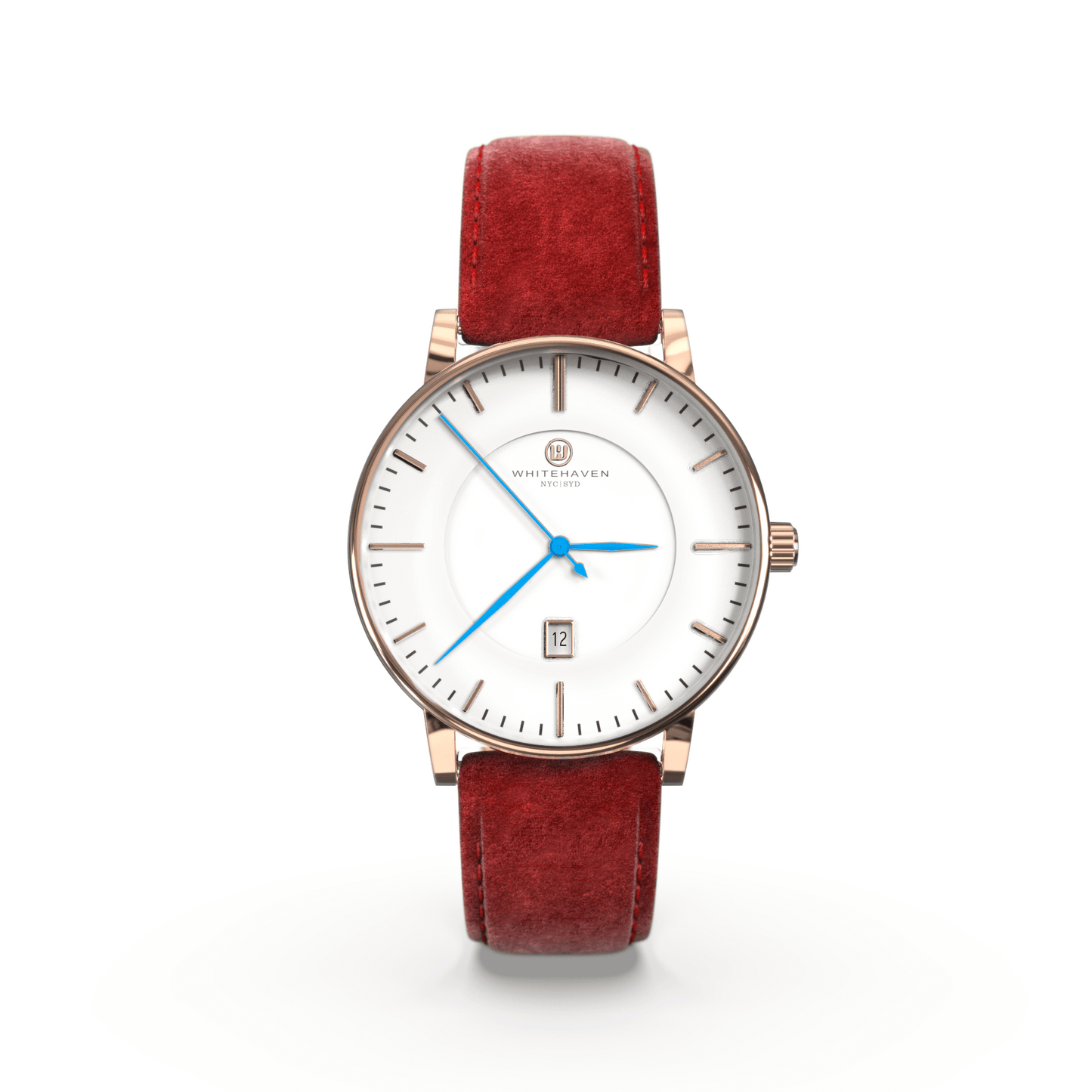 Montre pas cher / Montre élégante / Montre Mixte / Montre Intemporelle / montre à moins de 100€ / Montre 40 mm / Bracelet Daim Rouge / Finitions Rose Gold / Montre couleur Blanc / Montre couleur Blanc aiguilles bleues / Montre aiguilles Bleues / Montre White Haven / Daniel Wellington / montre Daniel Wellington / Cluse / montre Cluse