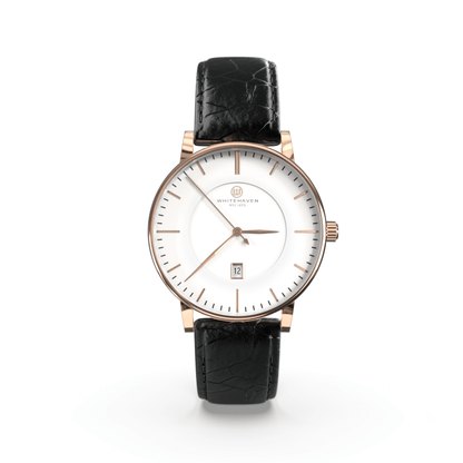 Montre pas cher / Montre élégante / Montre Mixte / Montre Intemporelle / montre à moins de 100€ / Montre 40 mm / Bracelet Cuir Croco Noir / Finitions Rose Gold / Montre couleur Blanc / Montre White Haven / Daniel Wellington / montre Daniel Wellington / Cluse / montre Cluse 