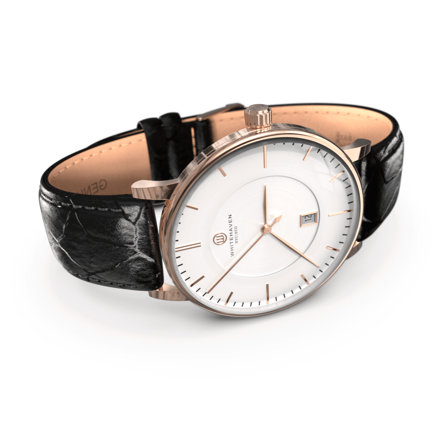 Montre pas cher / Montre élégante / Montre Mixte / Montre Intemporelle / montre à moins de 100€ / Montre 40 mm / Bracelet Cuir Croco Noir / Finitions Rose Gold / Montre couleur Blanc / Montre White Haven / Daniel Wellington / montre Daniel Wellington / Cluse / montre Cluse 