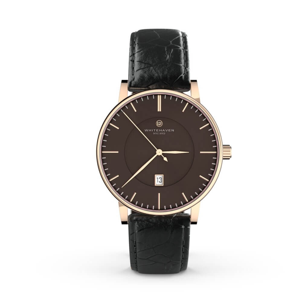 Montre pas cher / Montre élégante / Montre Mixte / Montre Intemporelle / montre à moins de 100€ / Montre 40 mm / Bracelet Cuir Croco Noir / Finitions Rose Gold / Montre couleur Rose Gold / Montre White Haven / Daniel Wellington / montre Daniel Wellington / Cluse / montre Cluse