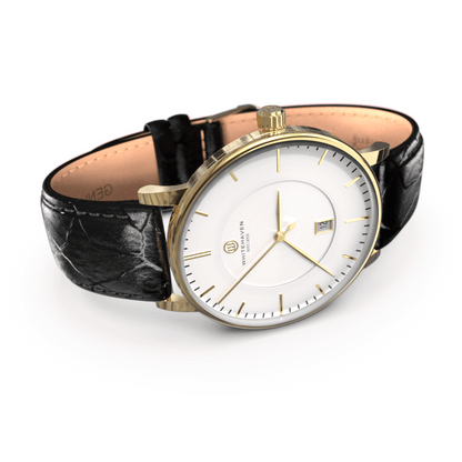 Montre pas cher / Montre élégante / Montre Mixte / Montre Intemporelle / montre à moins de 100€ / Montre 40 mm / Bracelet Cuir Croco Noir / Finitions Gold / Montre couleur Blanc / Montre White Haven / Daniel Wellington / montre Daniel Wellington / Cluse / montre Cluse 