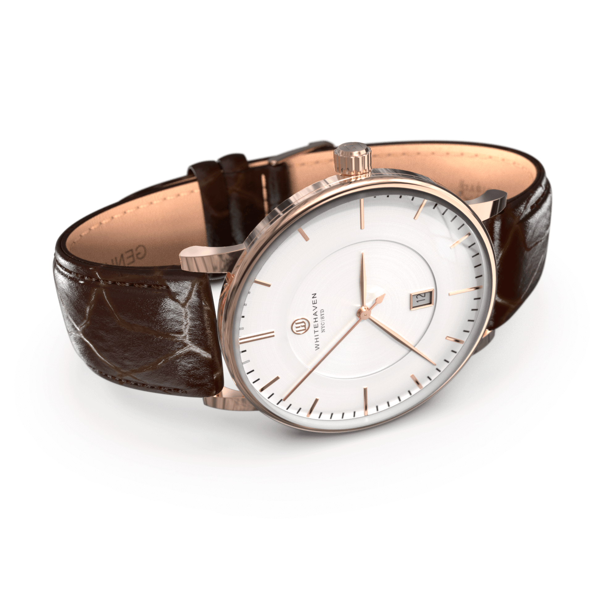 Montre pas cher / Montre élégante / Montre Mixte / Montre Intemporelle / montre à moins de 100€ / Montre 40 mm / Bracelet Cuir Croco Marron / Finitions Rose Gold / Montre couleur Blanc / Montre White Haven / Daniel Wellington / montre Daniel Wellington / Cluse / montre Cluse 