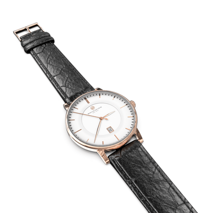 Montre pas cher / Montre élégante / Montre Mixte / Montre Intemporelle / montre à moins de 100€ / Montre 40 mm / Bracelet Cuir Croco Noir / Finitions Rose Gold / Montre couleur Blanc / Montre White Haven / Daniel Wellington / montre Daniel Wellington / Cluse / montre Cluse 