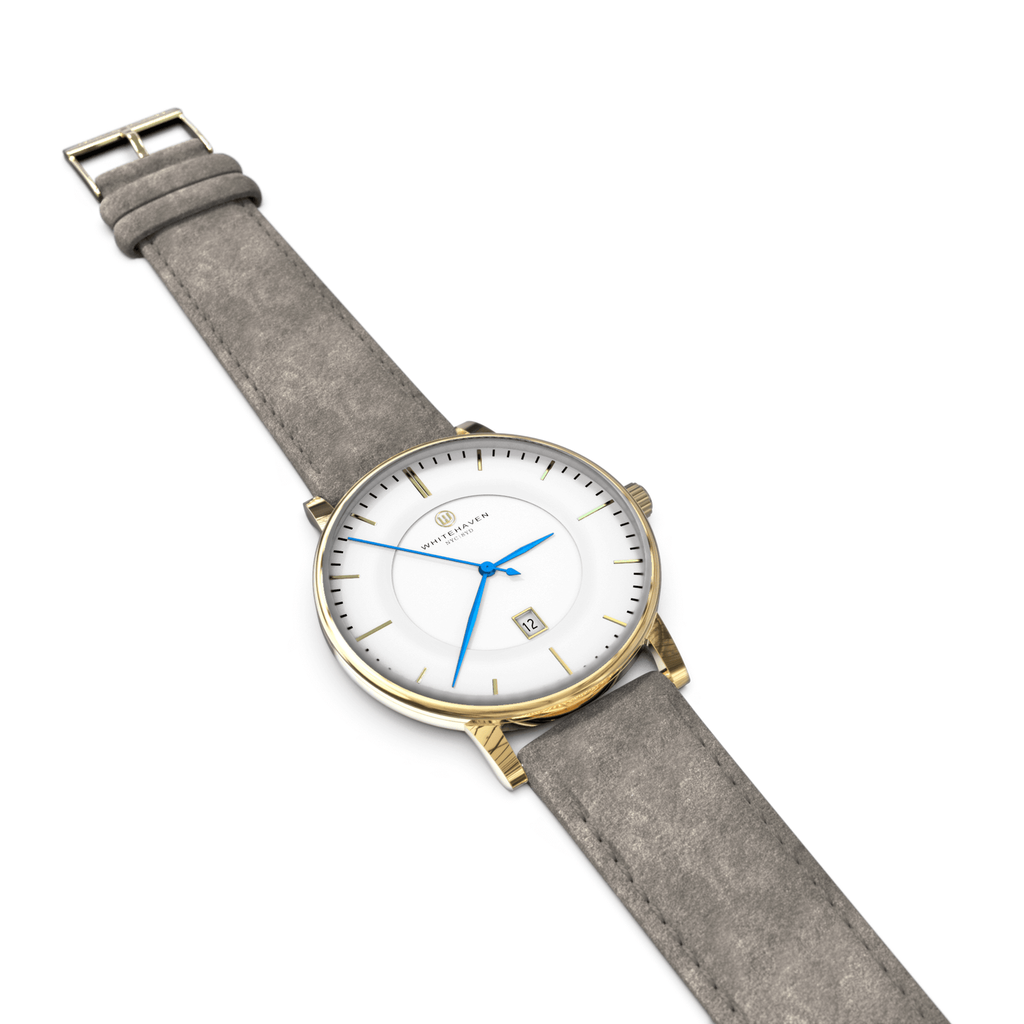 Montre pas cher / Montre élégante / Montre Mixte / Montre Intemporelle / montre à moins de 100€ / Montre 40 mm / Bracelet Daim Gris Pale / Finitions Gold / Montre couleur Blanc / Montre couleur Blanc aiguilles bleues / Montre aiguilles Bleues / Montre White Haven / Daniel Wellington / montre Daniel Wellington / Cluse / montre Cluse