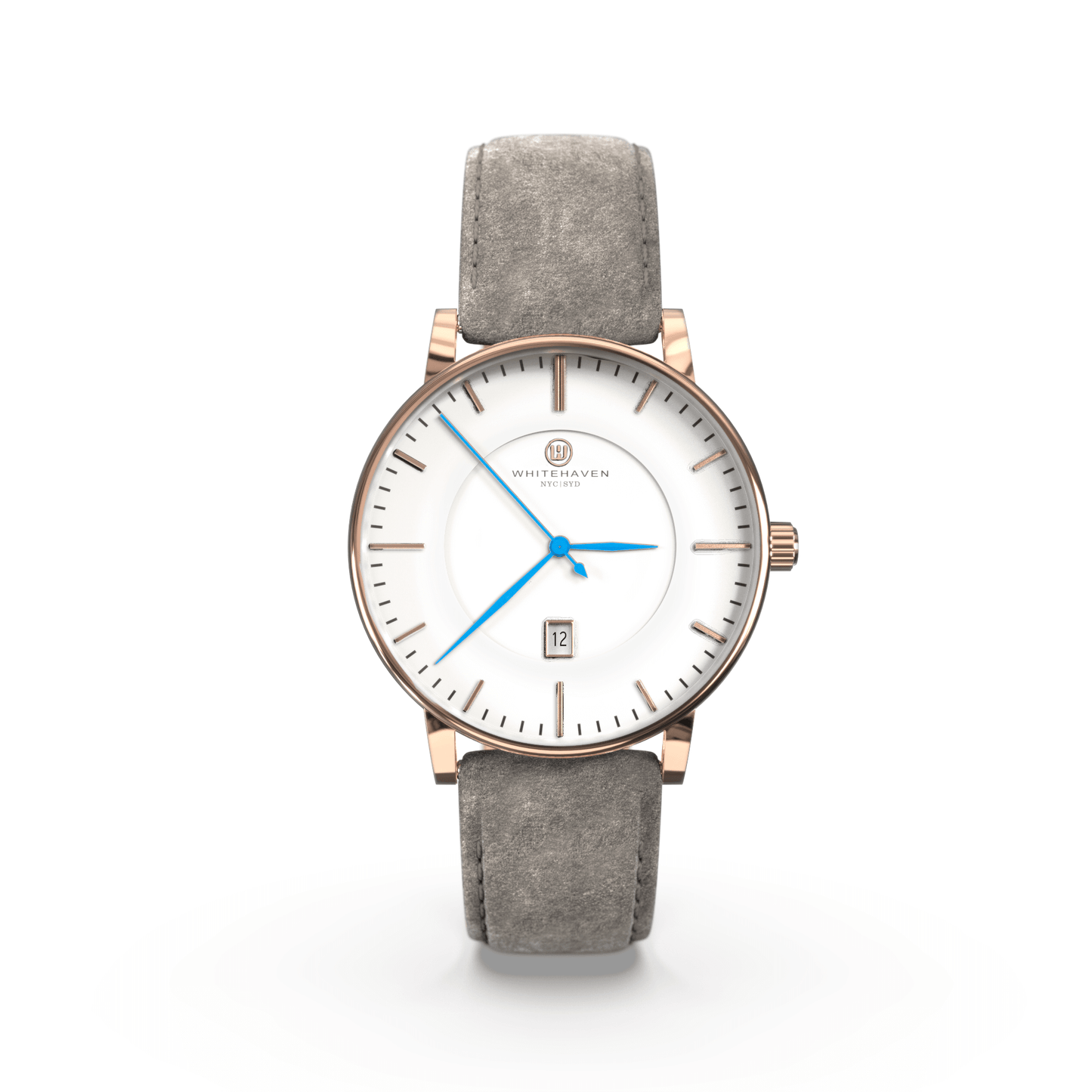 Montre pas cher / Montre élégante / Montre Mixte / Montre Intemporelle / montre à moins de 100€ / Montre 40 mm / Bracelet Daim Gris Pale / Finitions Rose Gold / Montre couleur Blanc / Montre couleur Blanc aiguilles bleues / Montre aiguilles Bleues / Montre White Haven / Daniel Wellington / montre Daniel Wellington / Cluse / montre Cluse