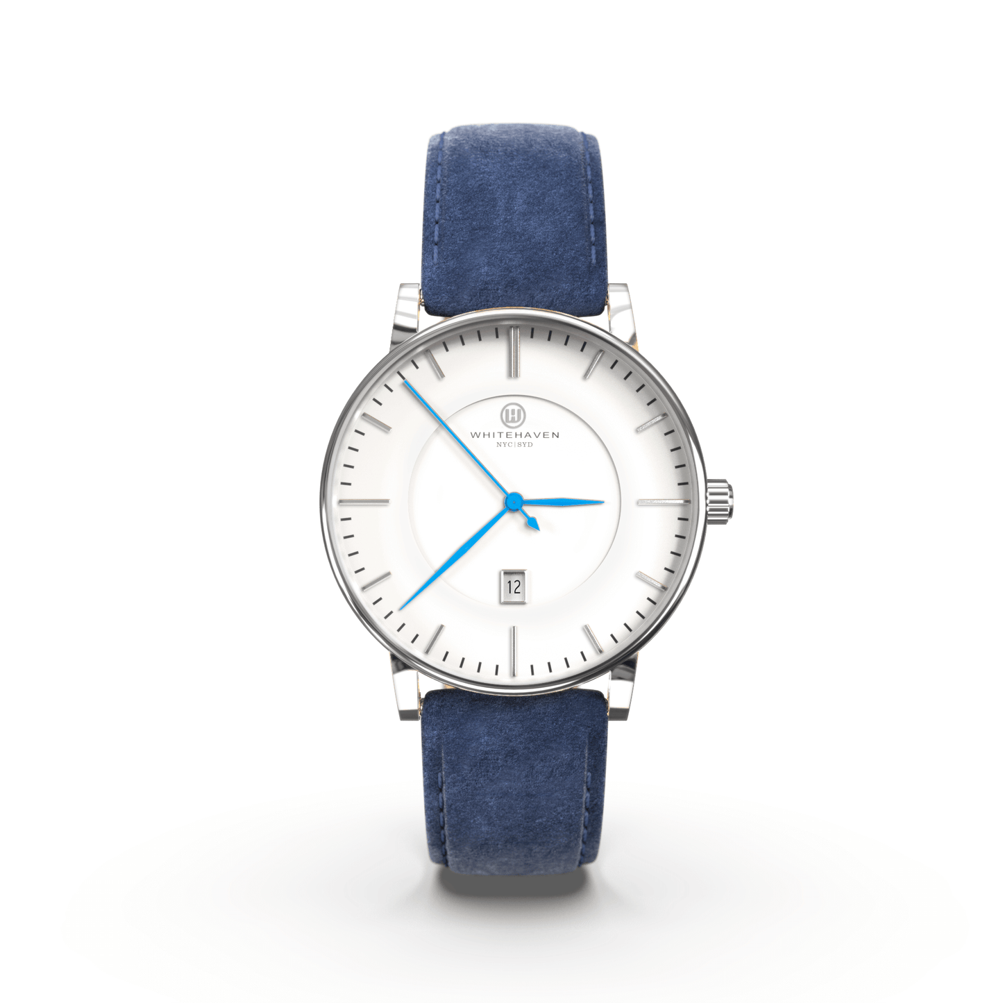 Montre pas cher / Montre élégante / Montre Mixte / Montre Intemporelle / montre à moins de 100€ / Montre 40 mm / Bracelet Daim Bleu / Finitions Argent / Montre couleur Blanc / Montre couleur Blanc aiguilles bleues / Montre aiguilles Bleues / Montre White Haven / Daniel Wellington / montre Daniel Wellington / Cluse / montre Cluse