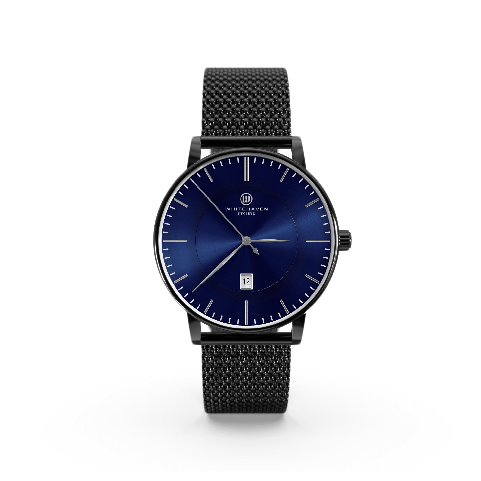 Montre pas cher / Montre élégante / Montre Mixte / Montre Intemporelle / Montre 40 mm / Maille Milanaise / Finitions Noir /  Couleur Bleu / Montre White Haven 