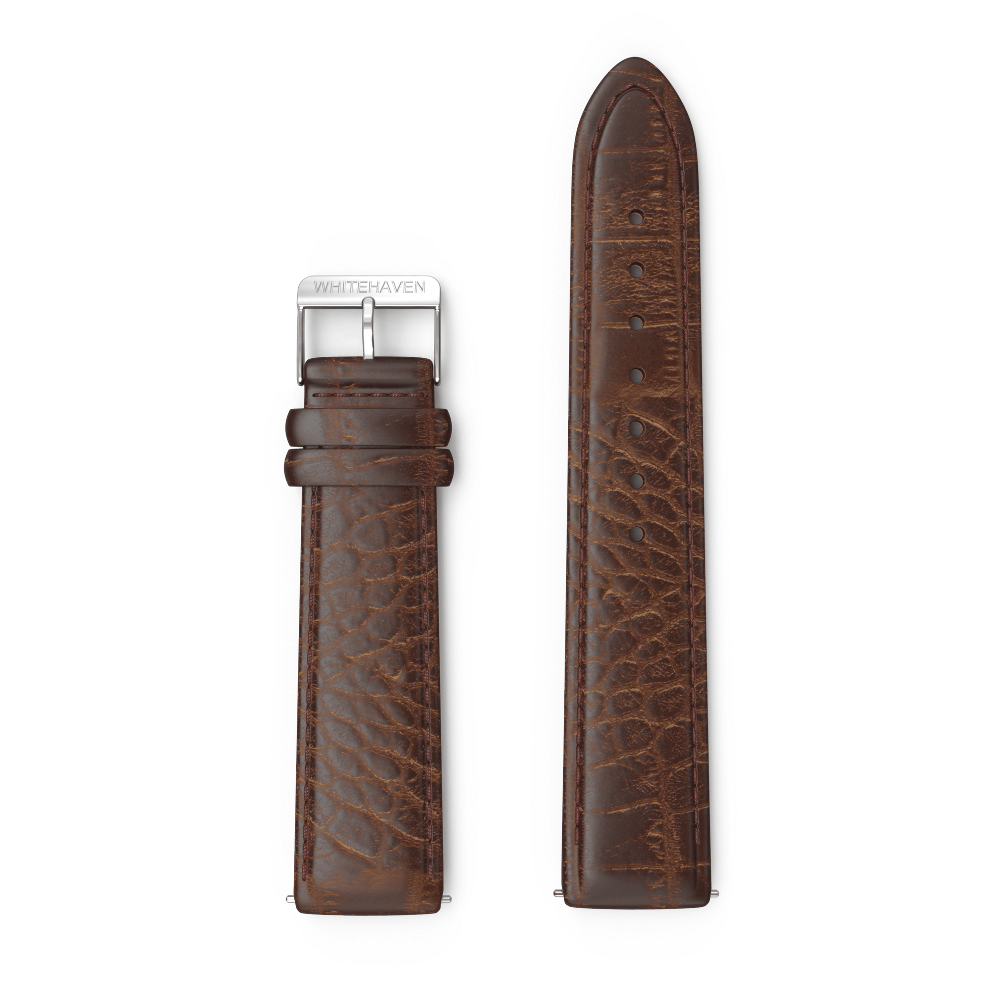 Bracelet CuirCroco Marron finition Argent