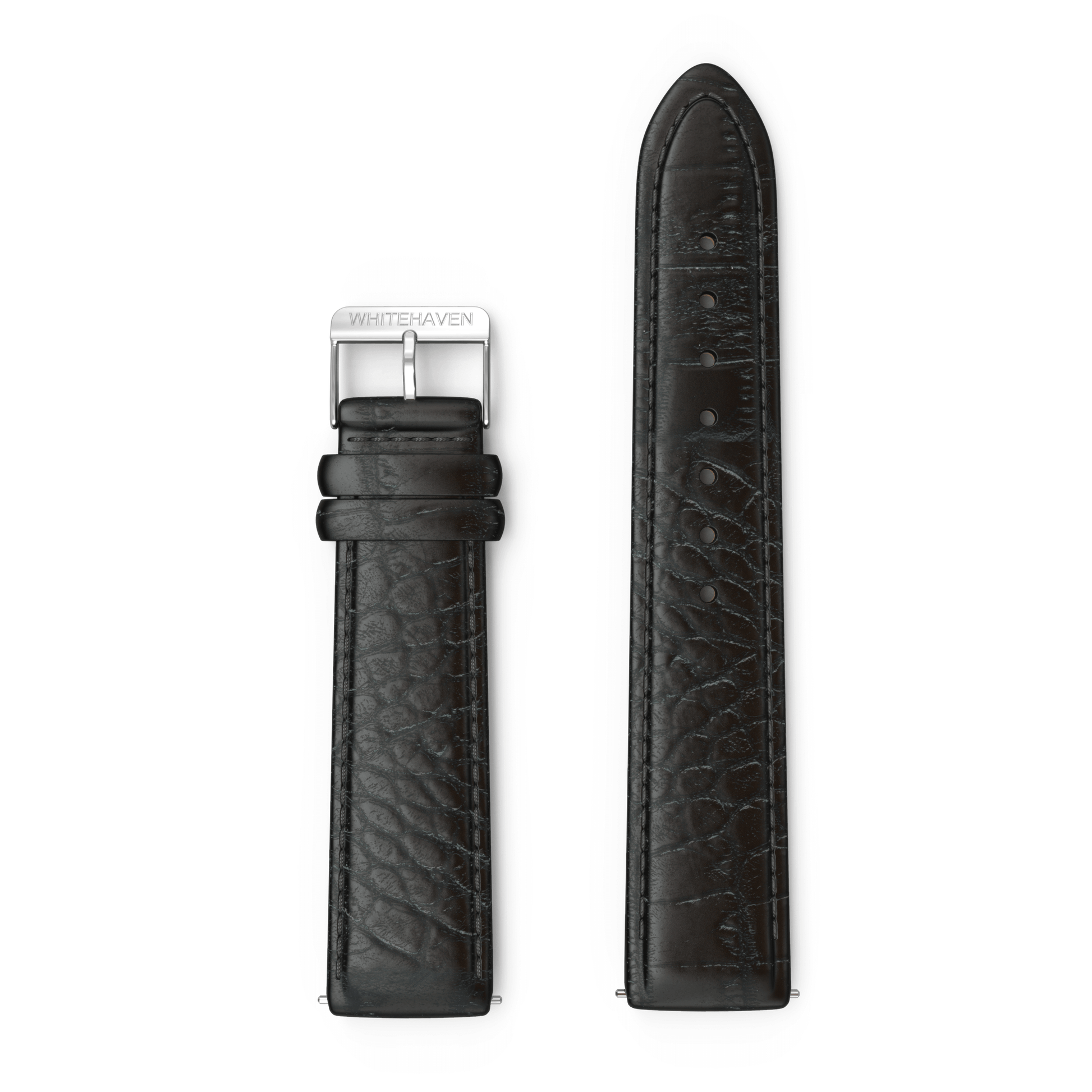 Bracelet CuirCroco Noir finition Argent