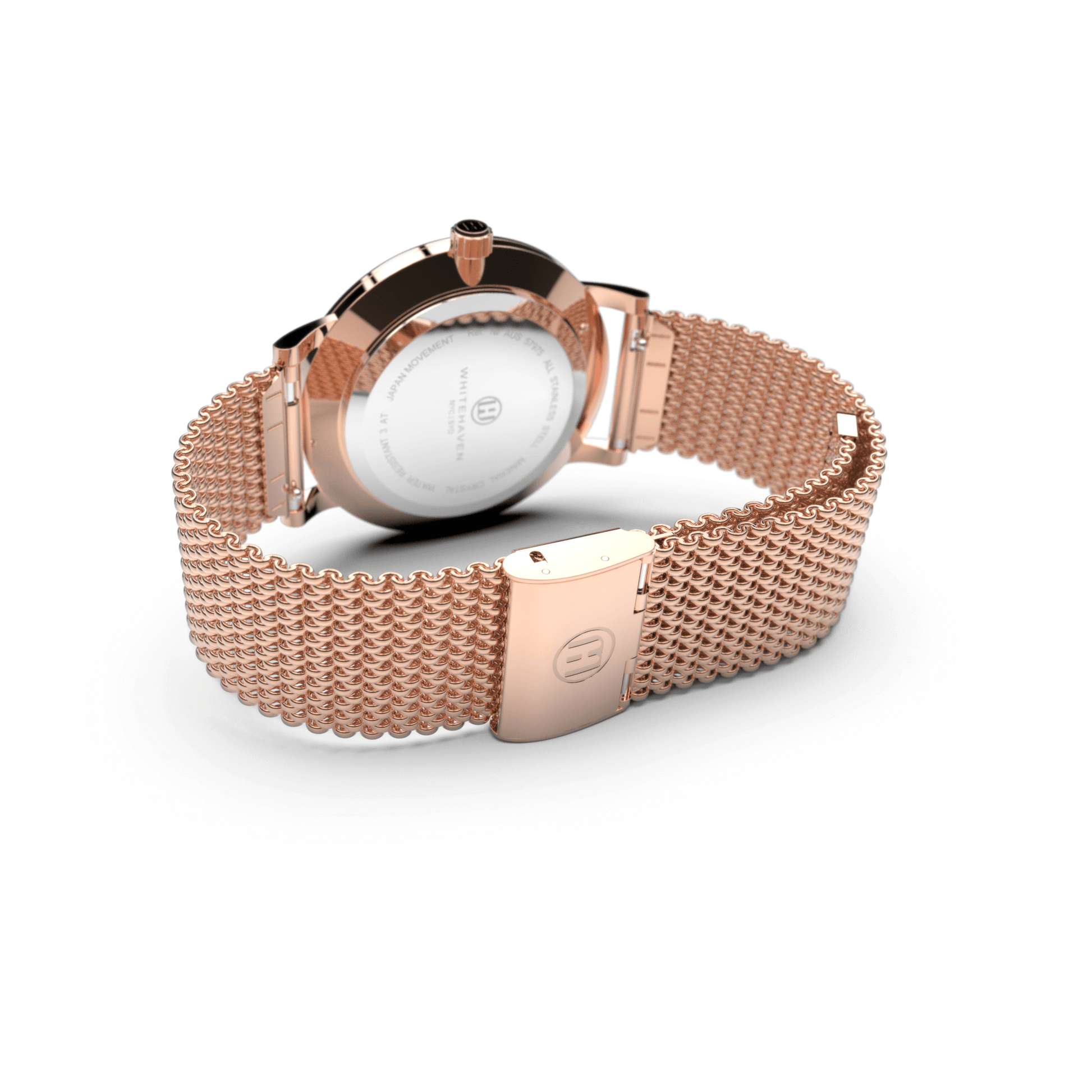 Montre pas cher / Montre élégante / Montre Mixte / Montre Intemporelle / Montre 40 mm / Maille Milanaise / Finitions Rose Gold / Couleur Noir / Montre White Haven