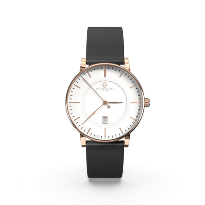 Montre pas cher / Montre élégante / Montre Mixte / Montre Intemporelle / Montre 40 mm / Cuir Uni / Finitions Rose Gold / Couleur Blanc / Montre White Haven