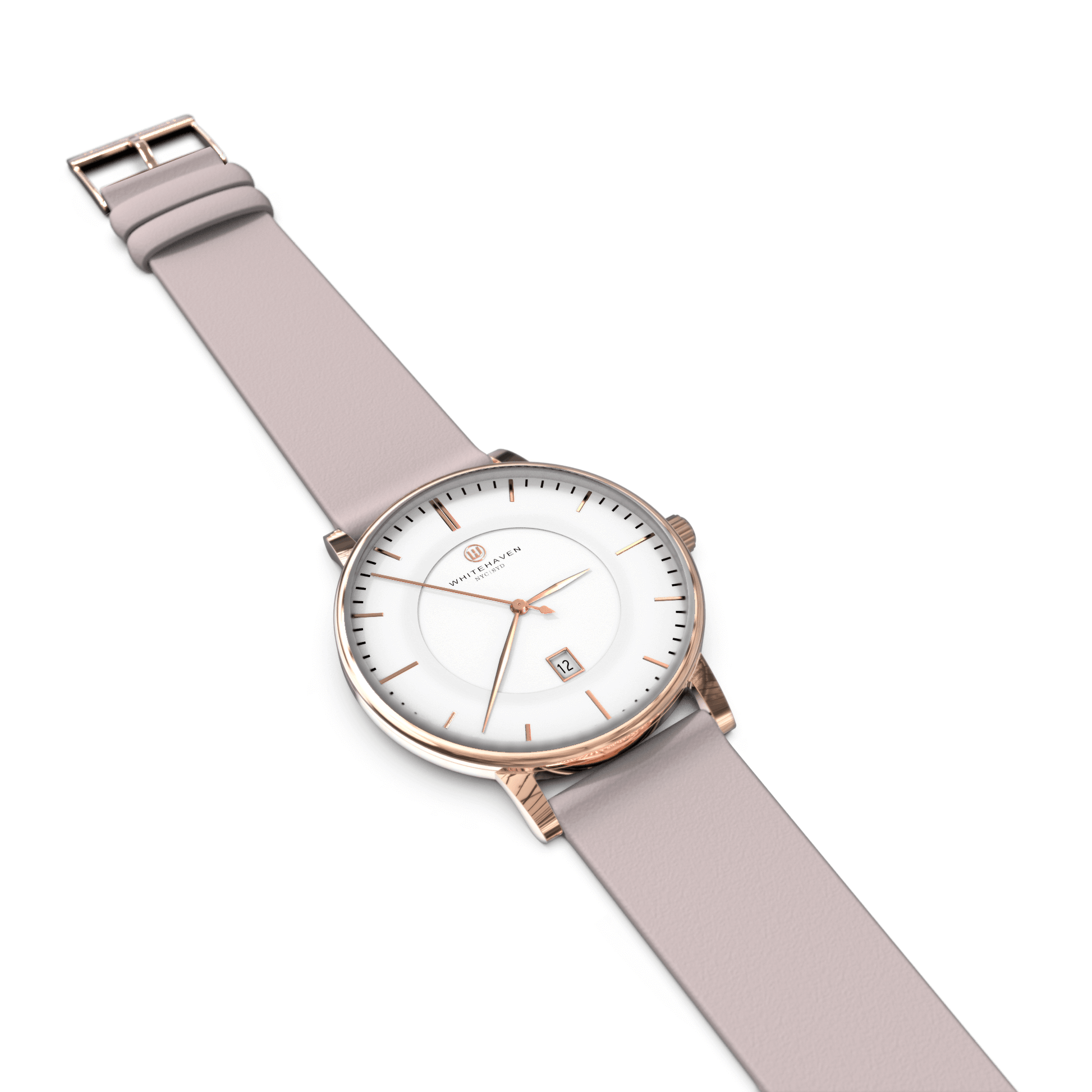 Montre pas cher / Montre élégante / Montre Mixte / Montre Intemporelle / Montre 40 mm / Cuir Uni / Finitions Rose Gold / Couleur Blanc / Montre White Haven