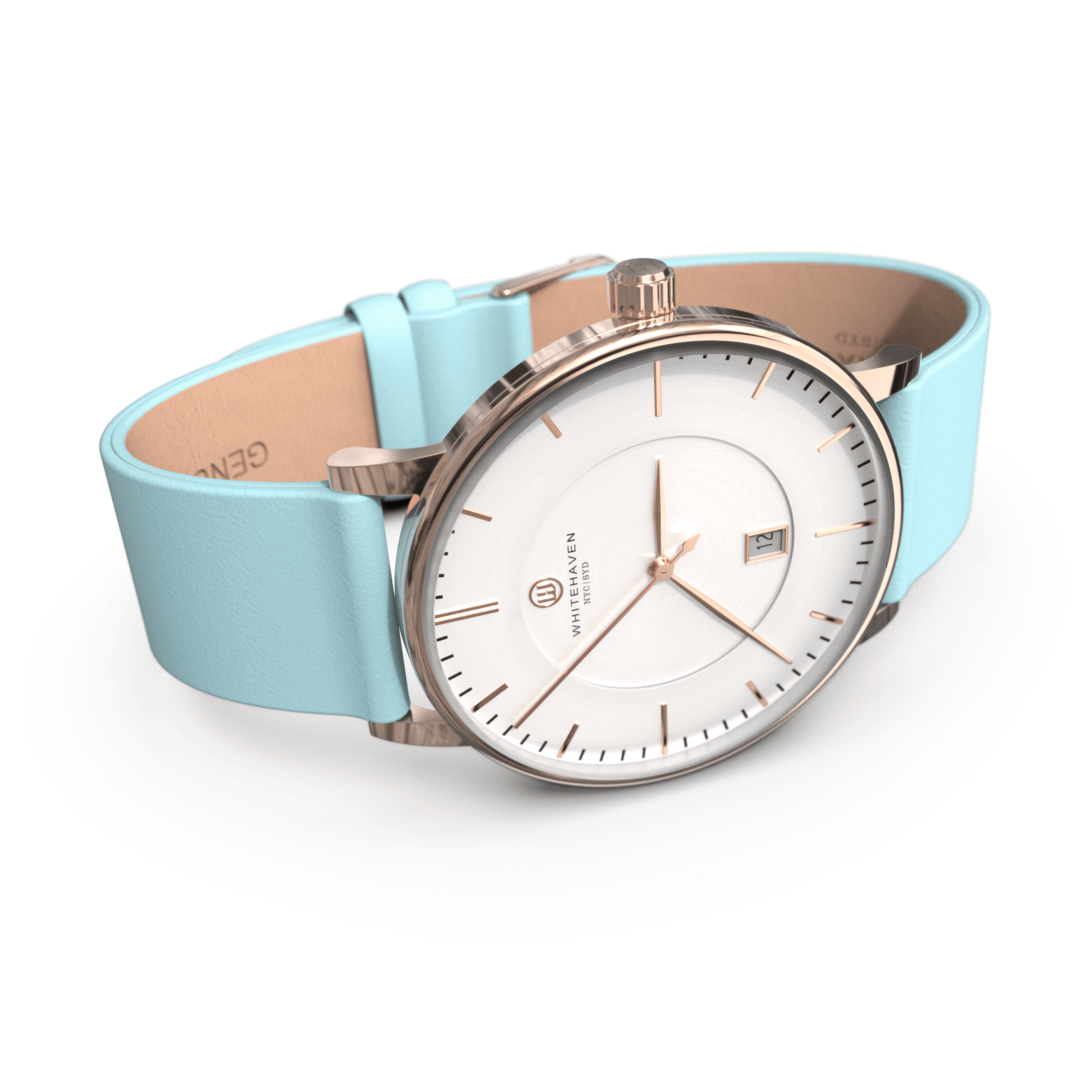 Montre pas cher / Montre élégante / Montre Mixte / Montre Intemporelle / Montre 40 mm / Cuir Uni / Finitions Rose Gold / Couleur Blanc / Montre White Haven