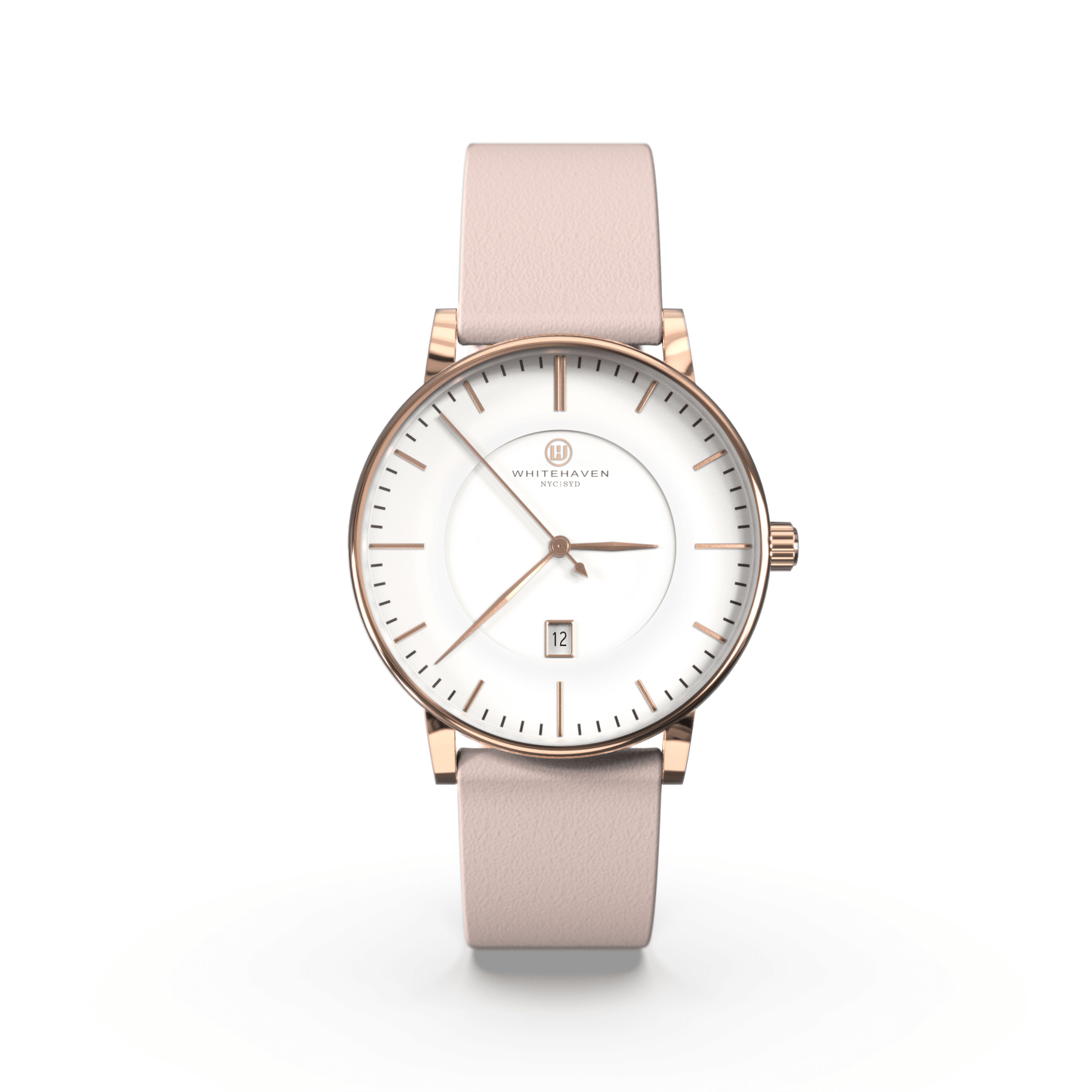 Montre pas cher / Montre élégante / Montre Mixte / Montre Intemporelle / Montre 40 mm / Cuir Uni / Finitions Rose Gold / Couleur Blanc / Montre White Haven