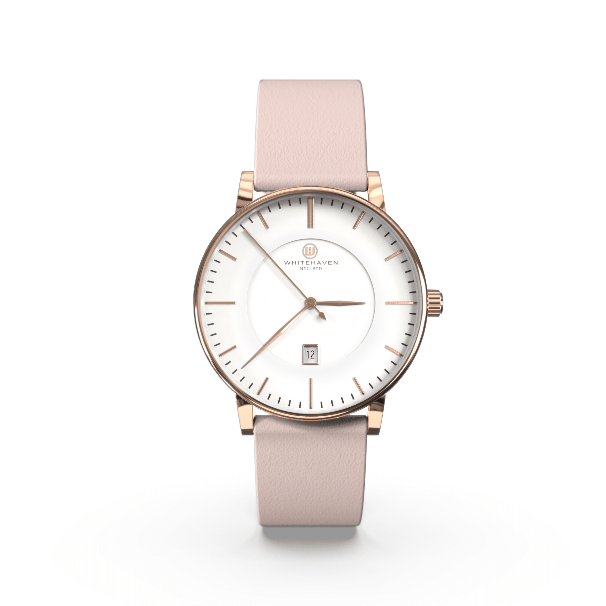 Montre pas cher / Montre élégante / Montre Mixte / Montre Intemporelle / Montre 40 mm / Cuir Uni / Finitions Rose Gold / Couleur Blanc / Montre White Haven