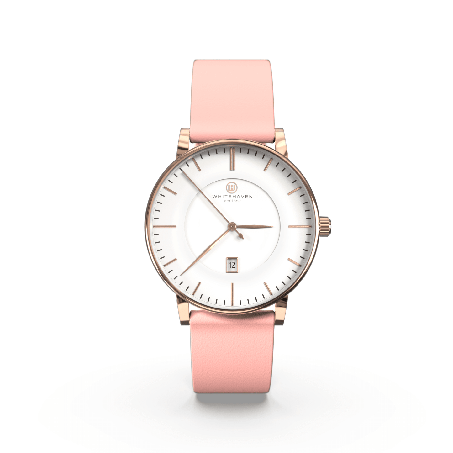 Montre pas cher / Montre élégante / Montre Mixte / Montre Intemporelle / Montre 40 mm / Cuir Uni / Finitions Rose Gold / Couleur Blanc / Montre White Haven