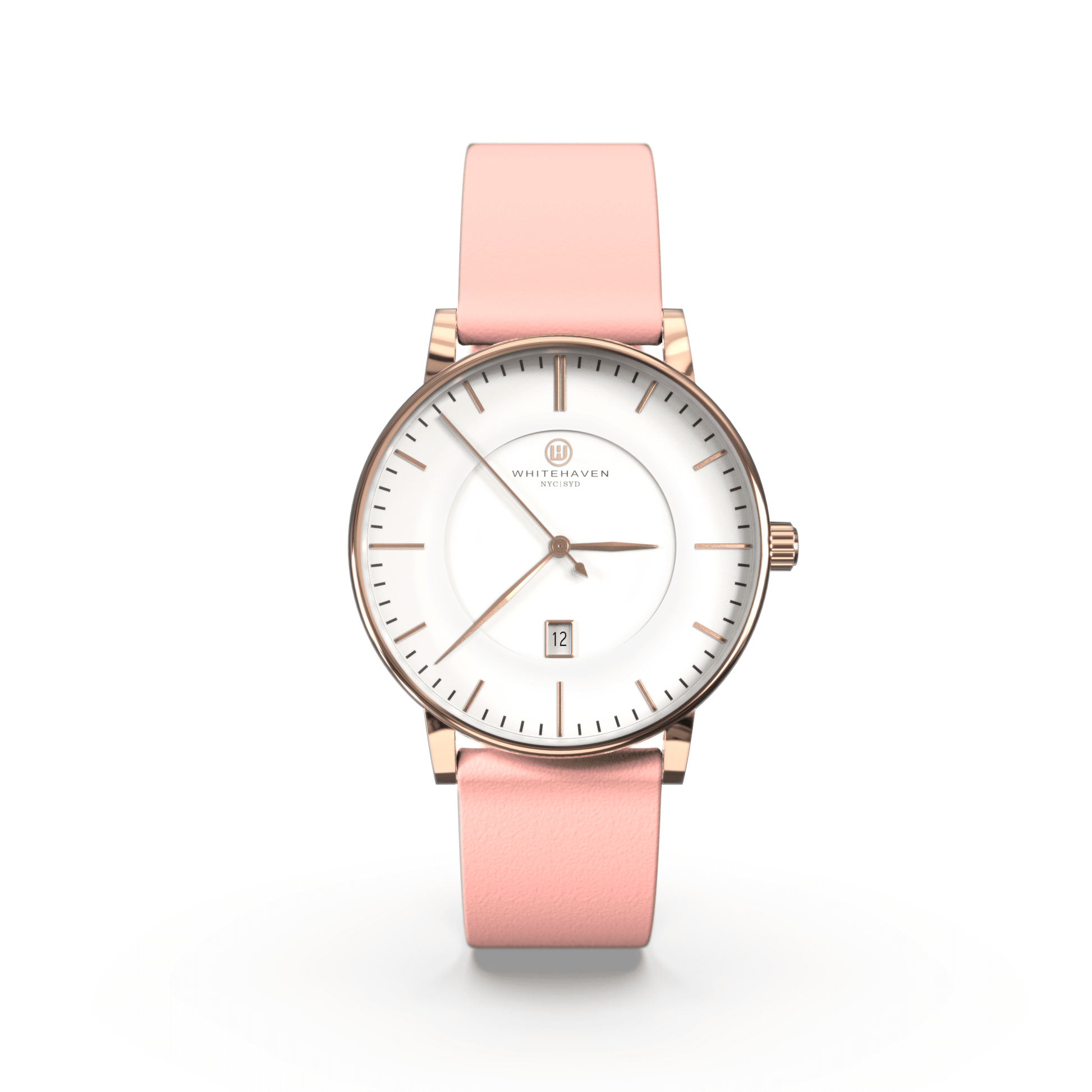 Montre pas cher / Montre élégante / Montre Mixte / Montre Intemporelle / Montre 40 mm / Cuir Uni / Finitions Rose Gold / Couleur Blanc / Montre White Haven