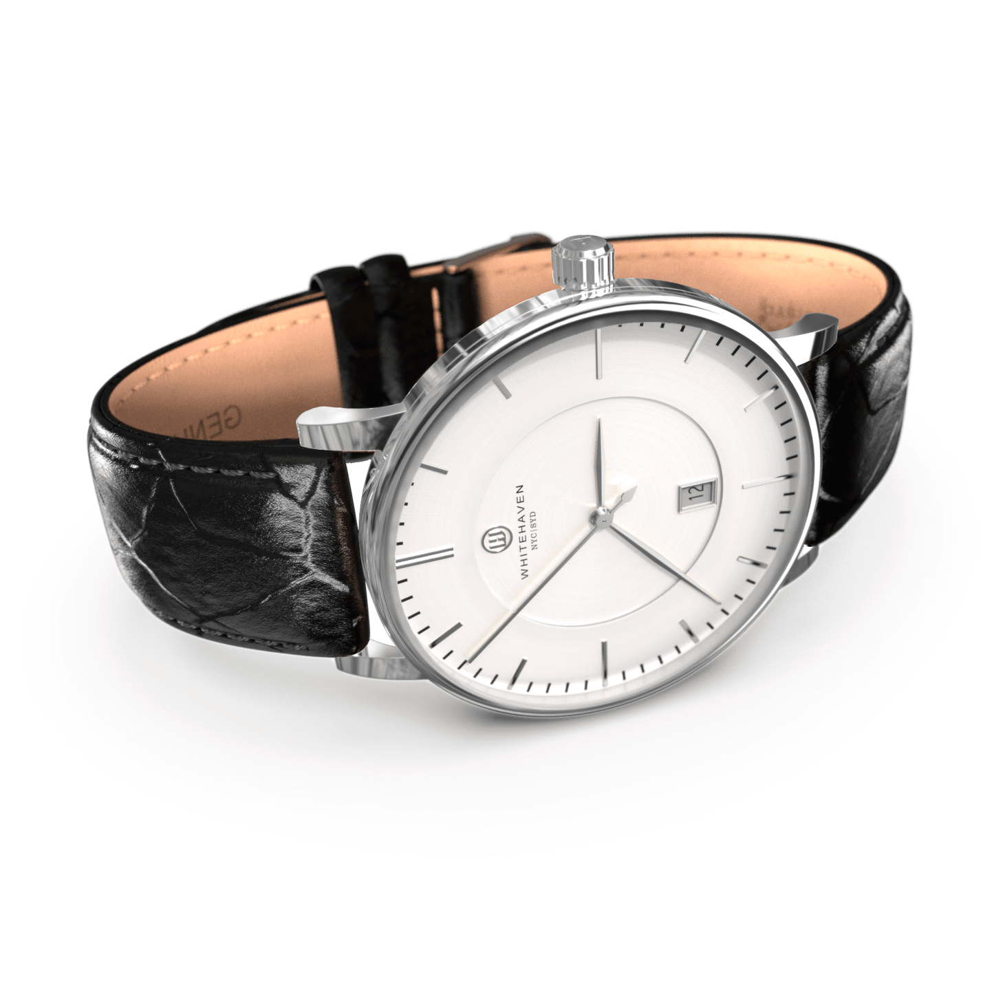 Montre pas cher / Montre élégante / Montre Mixte / Montre Intemporelle / montre à moins de 100€ / Montre 40 mm / Bracelet Cuir Croco Noir / Finitions Argent / Montre couleur Blanc / Montre White Haven / Daniel Wellington / montre Daniel Wellington / Cluse / montre Cluse 