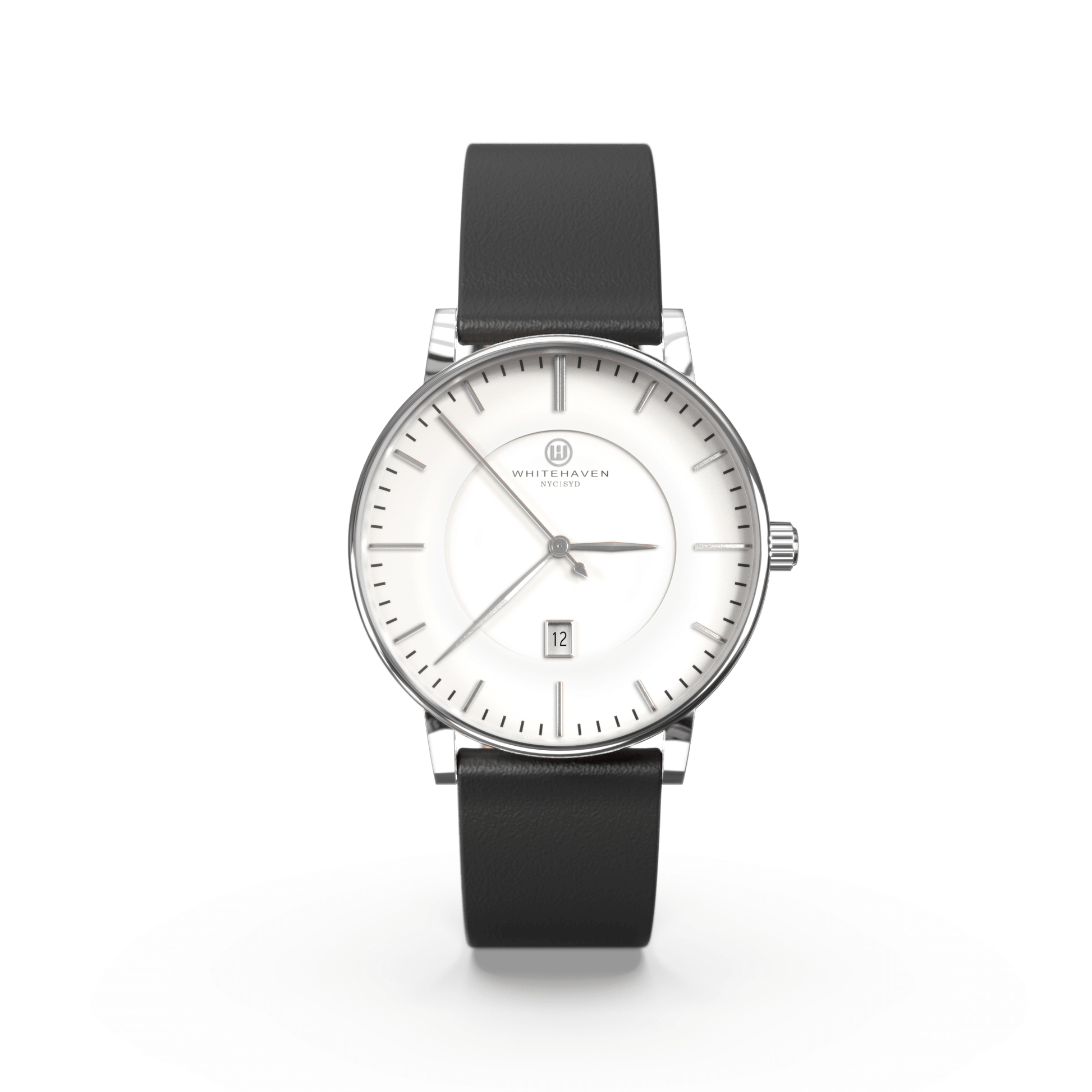 Montre pas cher / Montre élégante / Montre Mixte / Montre Intemporelle / Montre 40 mm / Cuir Uni / Finitions Argent / Couleur Blanc / Montre White Haven