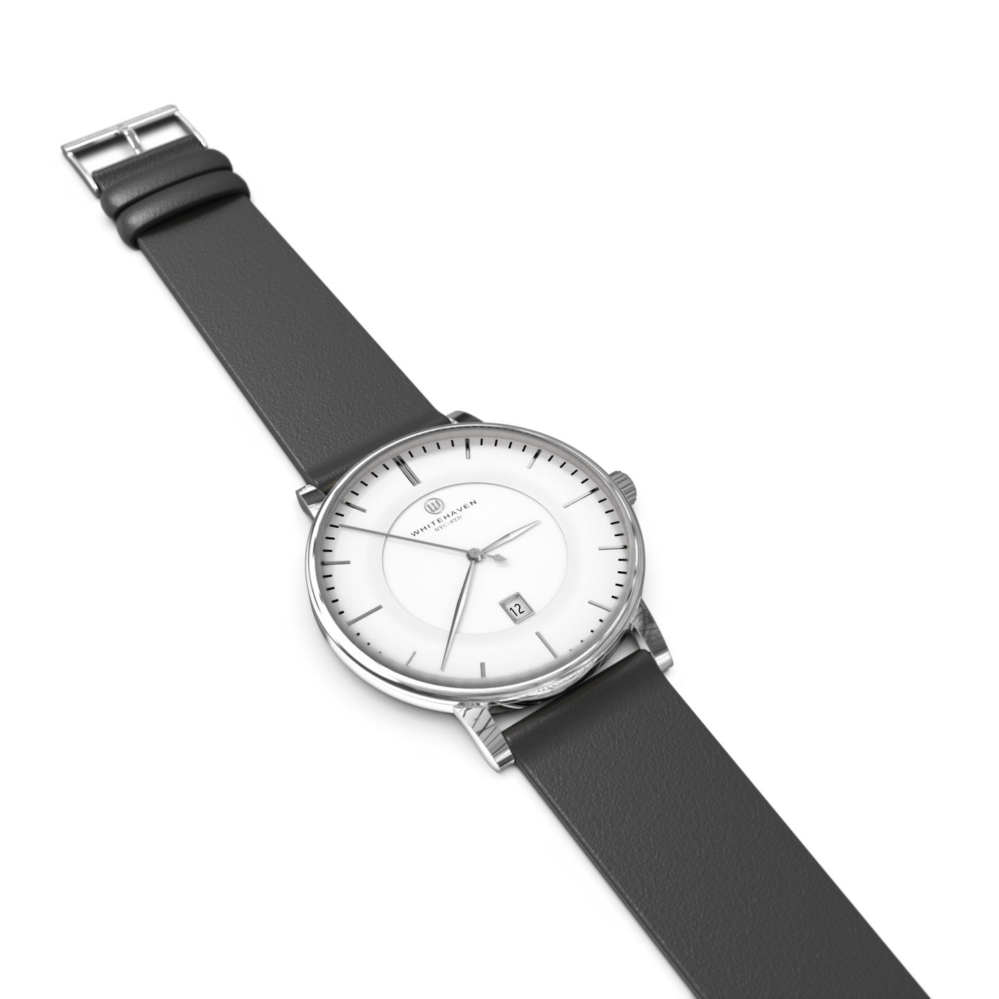 Montre pas cher / Montre élégante / Montre Mixte / Montre Intemporelle / Montre 40 mm / Cuir Uni / Finitions Argent / Couleur Blanc / Montre White Haven