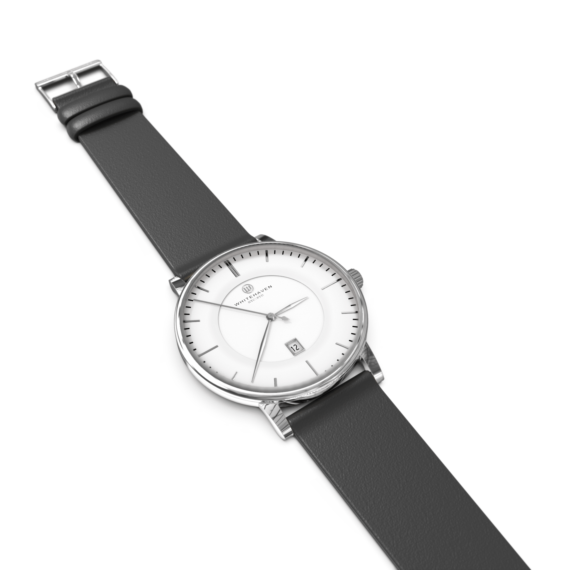 Montre pas cher / Montre élégante / Montre Mixte / Montre Intemporelle / Montre 40 mm / Cuir Uni / Finitions Argent / Couleur Blanc / Montre White Haven