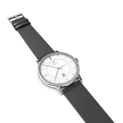 Montre pas cher / Montre élégante / Montre Mixte / Montre Intemporelle / Montre 40 mm / Cuir Uni / Finitions Argent / Couleur Blanc / Montre White Haven