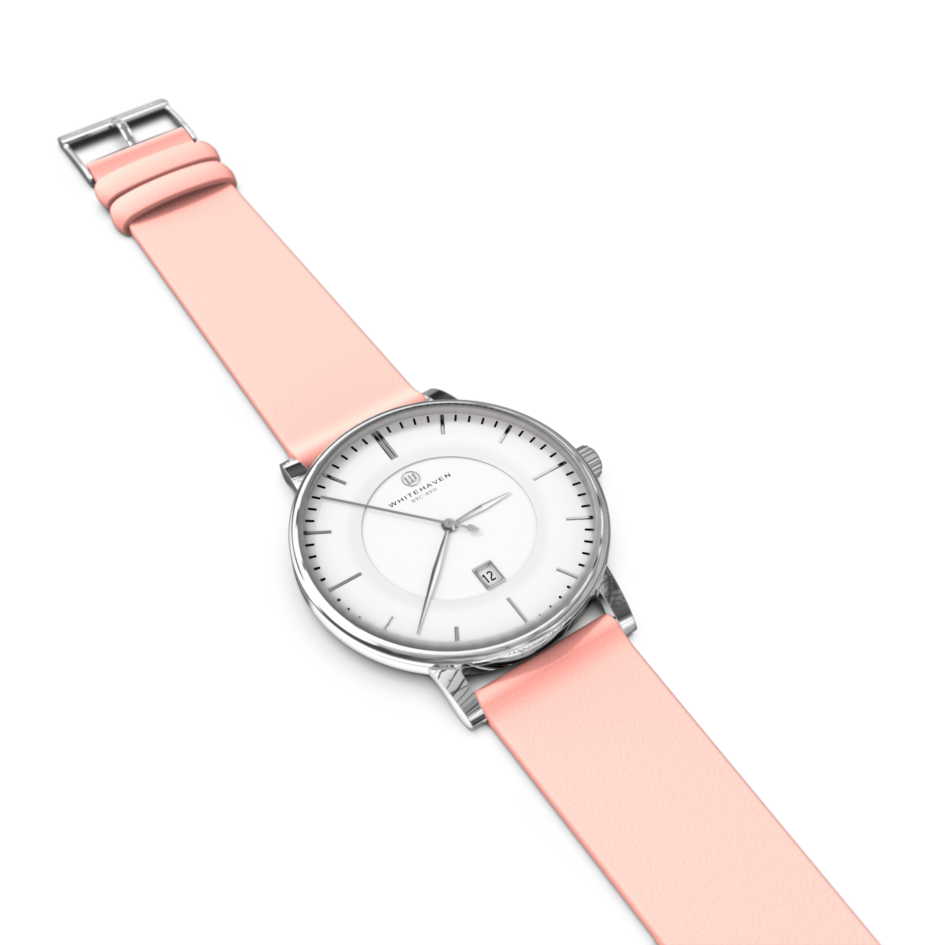 Montre pas cher / Montre élégante / Montre Mixte / Montre Intemporelle / Montre 40 mm / Cuir Uni / Finitions Argent / Couleur Blanc / Montre White Haven