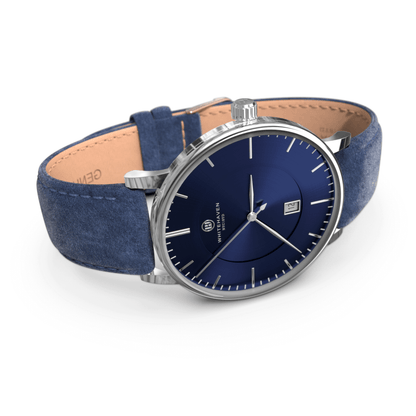 Montre pas cher / Montre élégante / Montre Mixte / Montre Intemporelle / montre à moins de 100€ / Montre 40 mm / Bracelet Daim Bleu / Finitions Argent / Montre couleur Bleu / Montre White Haven / Daniel Wellington / montre Daniel Wellington / Cluse / montre Cluse 