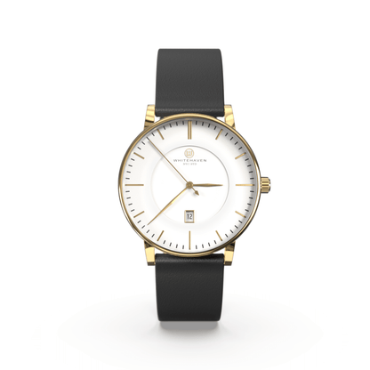 Montre pas cher / Montre élégante / Montre Mixte / Montre Intemporelle / Montre 40 mm / Cuir Uni / Finitions Gold / Couleur Blanc / Montre White Haven