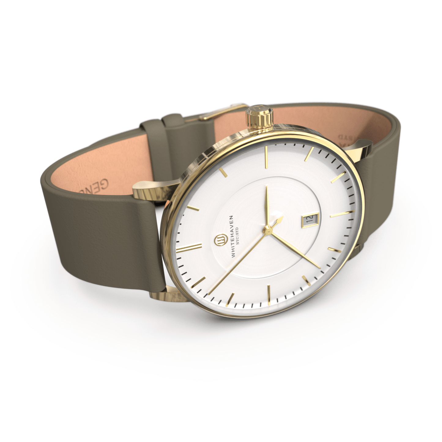 Montre pas cher / Montre élégante / Montre Mixte / Montre Intemporelle / Montre 40 mm / Cuir Uni / Finitions Gold / Couleur Blanc / Montre White Haven