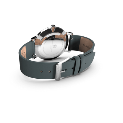 Montre pas cher / Montre élégante / Montre Mixte / Montre Intemporelle / Montre 40 mm / Bracelet Cuir / Bracelet Cuir Gris / Finitions Argent / Couleur Gris / Montre White Haven