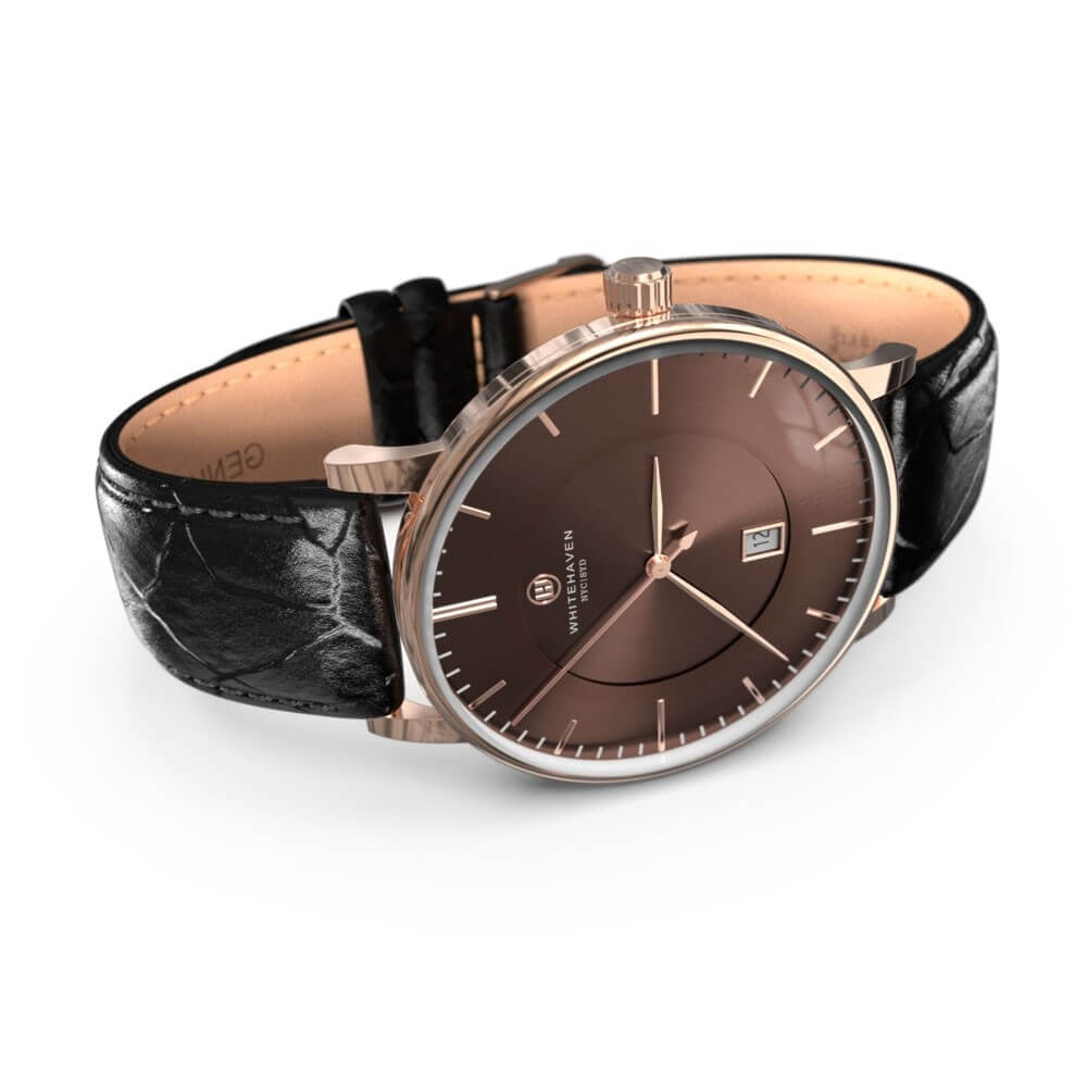 Montre pas cher / Montre élégante / Montre Mixte / Montre Intemporelle / montre à moins de 100€ / Montre 40 mm / Bracelet Cuir Croco Noir / Finitions Rose Gold / Montre couleur Rose Gold / Montre White Haven / Daniel Wellington / montre Daniel Wellington / Cluse / montre Cluse