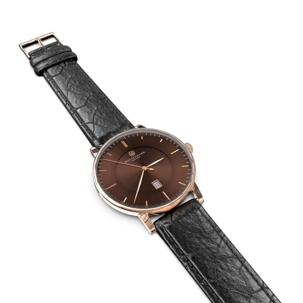 Montre pas cher / Montre élégante / Montre Mixte / Montre Intemporelle / montre à moins de 100€ / Montre 40 mm / Bracelet Cuir Croco Noir / Finitions Rose Gold / Montre couleur Rose Gold / Montre White Haven / Daniel Wellington / montre Daniel Wellington / Cluse / montre Cluse